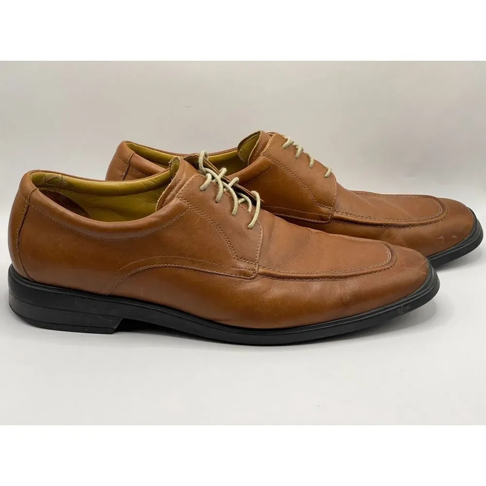 Cole Haan Men's Leather Oxford Dress Shoe Sz 13M Brown‎ Lace Up Apron Toe C09282